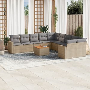 Maison exclusive - salon de jardin et coussins 11 pcs mélange beige résine tress
