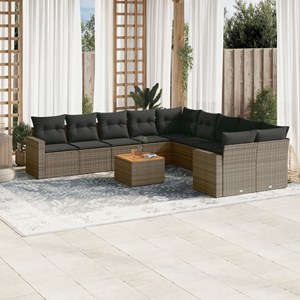 Maison exclusive - salon de jardin 11 pcs avec coussins gris résine tressée