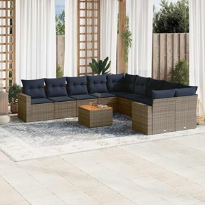Maison exclusive - salon de jardin 11 pcs avec coussins gris résine tressée