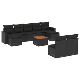Maison exclusive - salon de jardin 10 pcs avec coussins noir résine tressée
