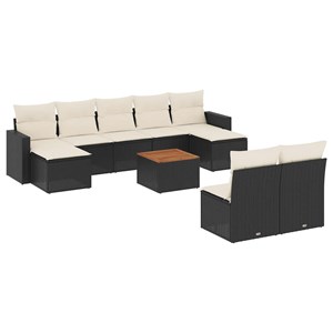 Maison exclusive - salon de jardin 10 pcs avec coussins noir résine tressée