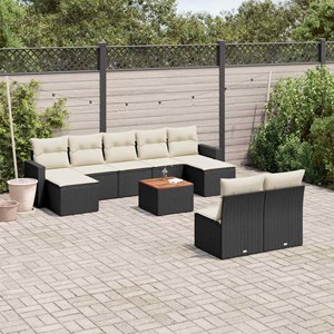 Maison exclusive - salon de jardin 10 pcs avec coussins noir résine tressée