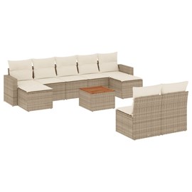 Maison exclusive - salon de jardin avec coussins 10 pcs beige résine tressée
