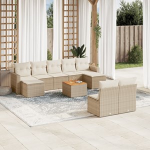 Maison exclusive - salon de jardin avec coussins 10 pcs beige résine tressée
