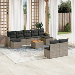 Maison exclusive - salon de jardin avec coussins 10 pcs gris résine tressée