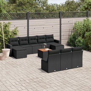 Maison exclusive - salon de jardin 11 pcs avec coussins noir résine tressée