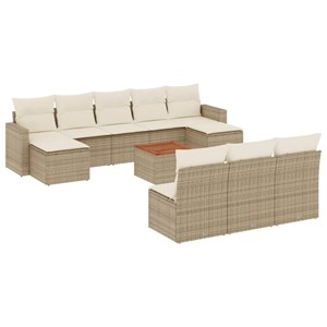 Maison exclusive - salon de jardin 11 pcs avec coussins beige résine tressée