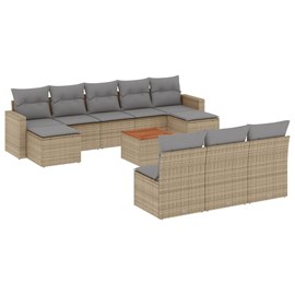Maison exclusive - salon de jardin et coussins 11 pcs mélange beige résine tress