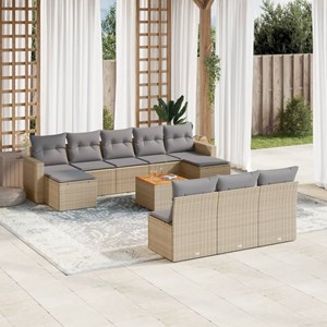 Maison exclusive - salon de jardin et coussins 11 pcs mélange beige résine tress