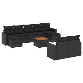Maison exclusive - salon de jardin 10 pcs avec coussins noir résine tressée