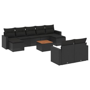 Maison exclusive - salon de jardin 10 pcs avec coussins noir résine tressée