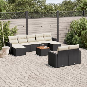 Maison exclusive - salon de jardin 10 pcs avec coussins noir résine tressée