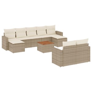 Maison exclusive - salon de jardin avec coussins 10 pcs beige résine tressée