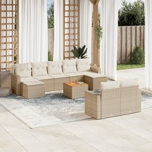 Maison exclusive - salon de jardin avec coussins 10 pcs beige résine tressée