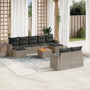 Maison exclusive - salon de jardin avec coussins 10 pcs gris résine tressée
