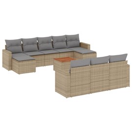 Maison exclusive - salon de jardin et coussins 11 pcs mélange beige résine tress