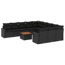 Maison exclusive - salon de jardin 12 pcs avec coussins noir résine tressée