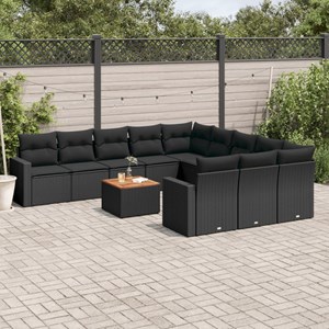Maison exclusive - salon de jardin 12 pcs avec coussins noir résine tressée