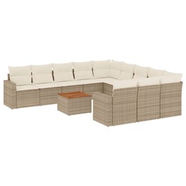 Maison exclusive - salon de jardin avec coussins 12 pcs beige résine tressée