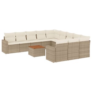 Maison exclusive - salon de jardin avec coussins 12 pcs beige résine tressée