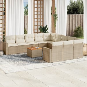 Maison exclusive - salon de jardin avec coussins 12 pcs beige résine tressée