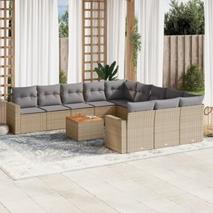 Maison exclusive - salon de jardin et coussins 12 pcs mélange beige résine tress