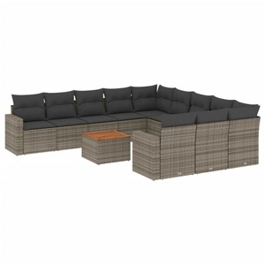 Maison exclusive - salon de jardin avec coussins 12 pcs gris résine tressée