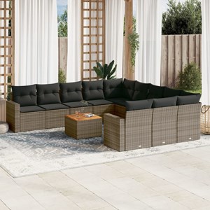 Maison exclusive - salon de jardin avec coussins 12 pcs gris résine tressée