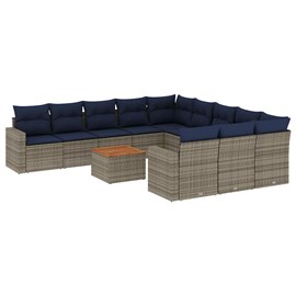 Maison exclusive - salon de jardin avec coussins 12 pcs gris résine tressée