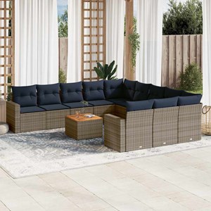 Maison exclusive - salon de jardin avec coussins 12 pcs gris résine tressée