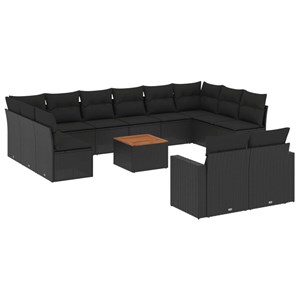 Maison exclusive - salon de jardin avec coussins 13 pcs noir résine tressée