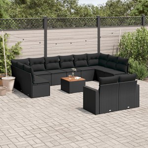 Maison exclusive - salon de jardin avec coussins 13 pcs noir résine tressée