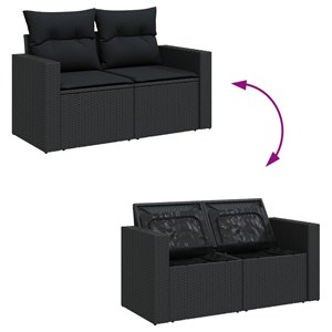 Maison exclusive - salon de jardin avec coussins 13 pcs noir résine tressée