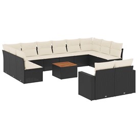 Maison exclusive - salon de jardin avec coussins 13 pcs noir résine tressée