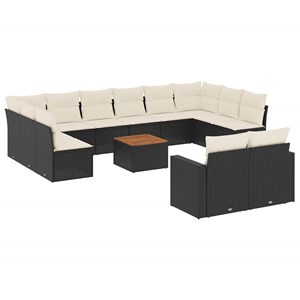 Maison exclusive - salon de jardin avec coussins 13 pcs noir résine tressée