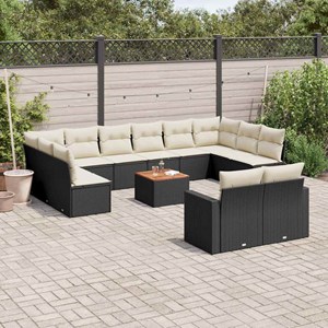 Maison exclusive - salon de jardin avec coussins 13 pcs noir résine tressée