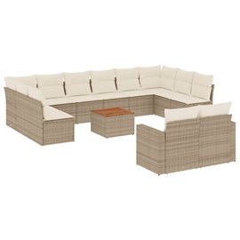 Maison exclusive - salon de jardin avec coussins 13 pcs beige résine tressée
