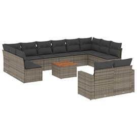 Maison exclusive - salon de jardin avec coussins 13 pcs gris résine tressée