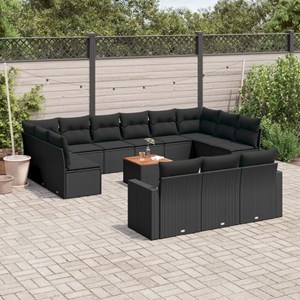 Maison exclusive - salon de jardin avec coussins 14 pcs noir résine tressée