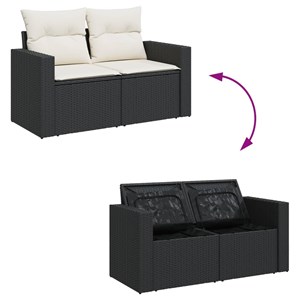 Maison exclusive - salon de jardin avec coussins 14 pcs noir résine tressée
