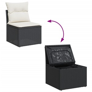 Maison exclusive - salon de jardin avec coussins 14 pcs noir résine tressée