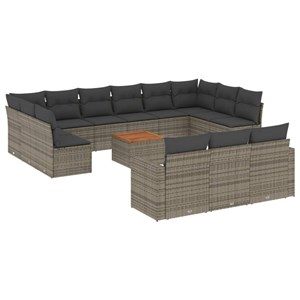 Maison exclusive - salon de jardin avec coussins 14 pcs gris résine tressée
