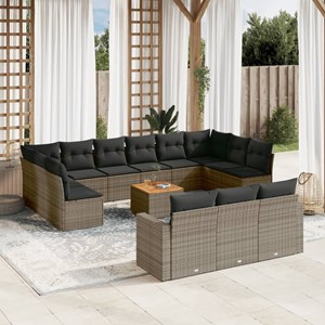 Maison exclusive - salon de jardin avec coussins 14 pcs gris résine tressée