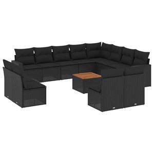 Maison exclusive - salon de jardin avec coussins 13 pcs noir résine tressée
