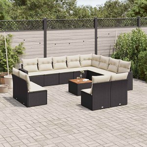 Maison exclusive - salon de jardin avec coussins 13 pcs noir résine tressée