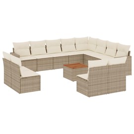Maison exclusive - salon de jardin avec coussins 13 pcs beige résine tressée