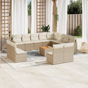 Maison exclusive - salon de jardin avec coussins 13 pcs beige résine tressée