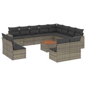Maison exclusive - salon de jardin avec coussins 13 pcs gris résine tressée