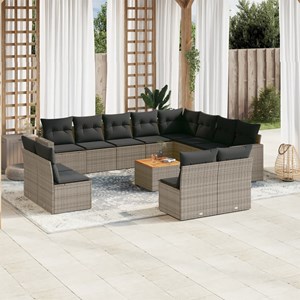 Maison exclusive - salon de jardin avec coussins 13 pcs gris résine tressée