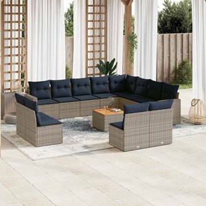 Maison exclusive - salon de jardin avec coussins 13 pcs gris résine tressée